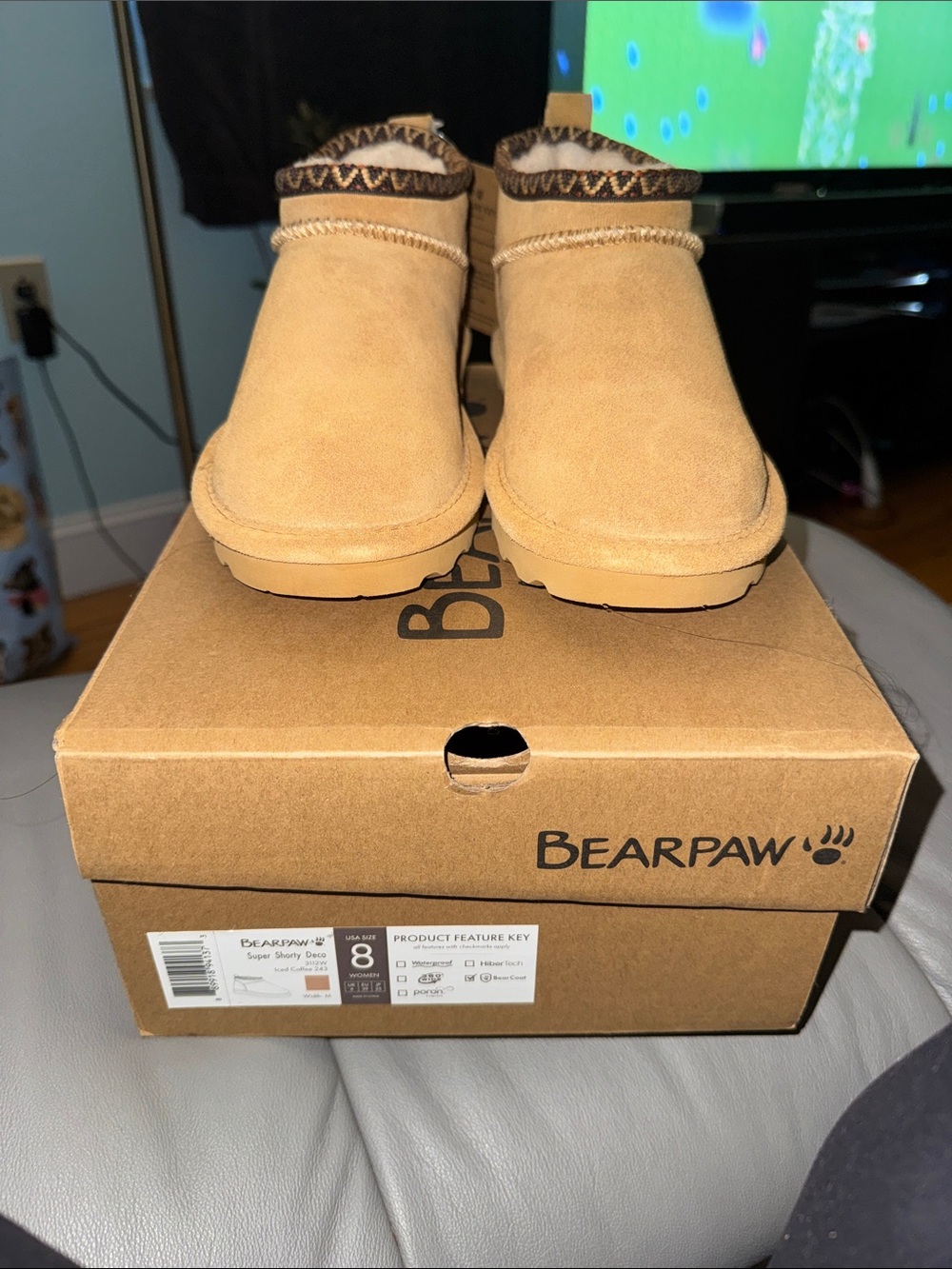Bearpaw super shorty deco 8 iced coffee color new in box